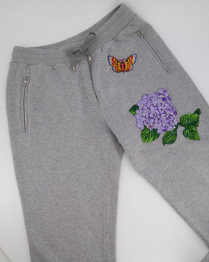 Dolce & Gabbana  Butterfly Floral Embroidery Grey Tracksuit Bottoms IT 46 (UK 14)