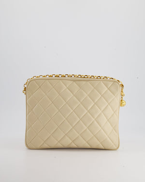 Chanel Vintage Beige Camera Flap Bag in Caviar Leather with Gold Hardware