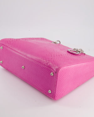 Christian Dior Large Pink Python Lady Dior Bag with Silver Hardware RRP £5600