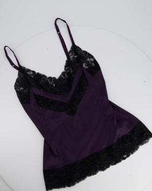 Dolce & Gabbana Purple with Black Lace Detail Baby Doll Top IT 40 (UK 8)