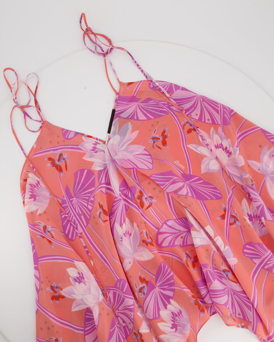Loewe X Paula's Ibiza Pink, Violet and Coral Floral Sleeveless Shirt Size S (UK 8)