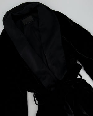Alexander Wang Black Velvet Belted Jacket with Lace and Fringe Detail Size O/S (UK 8-14)