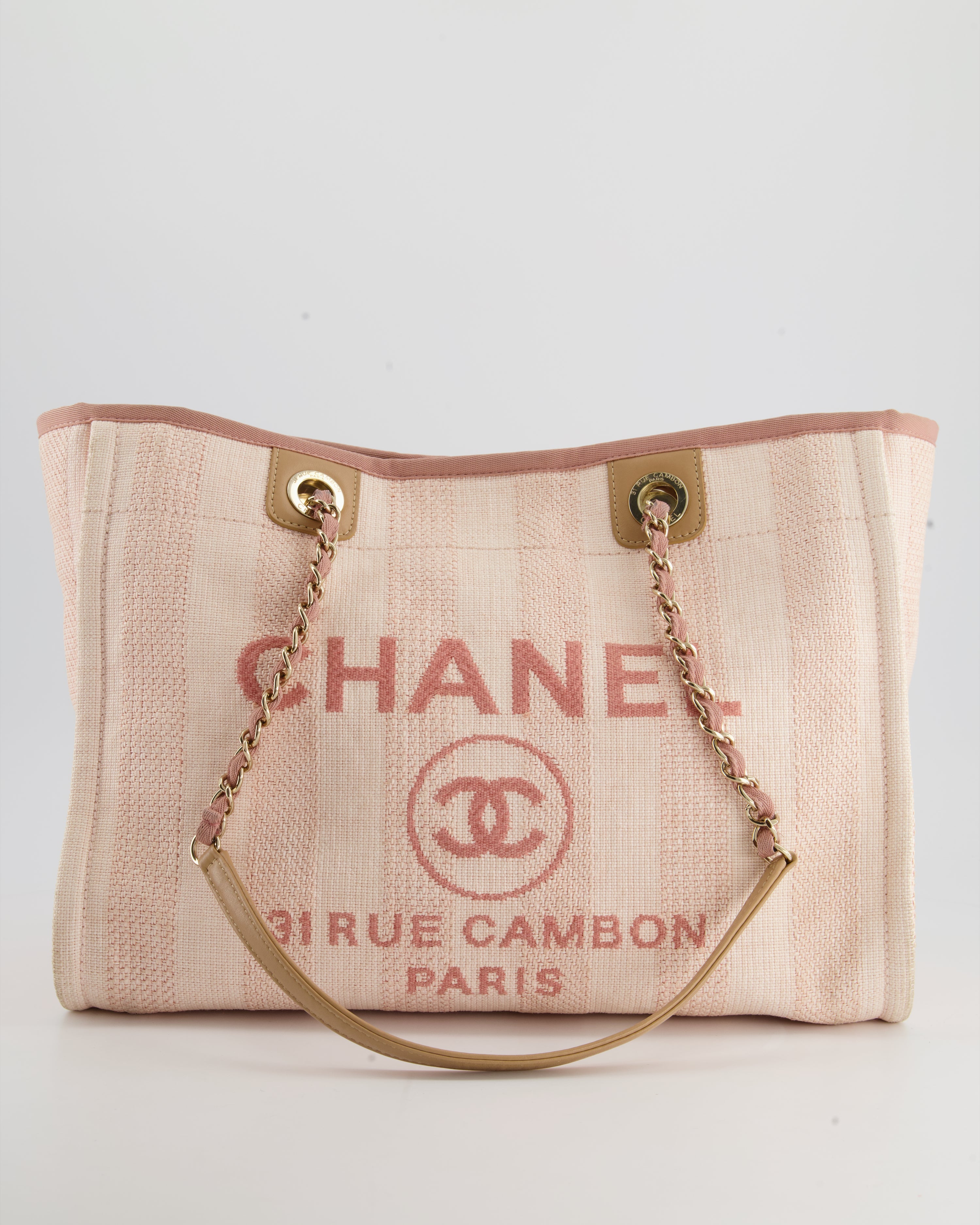 Chanel Pink Canvas Small Deauville Tote Silver Hardware Available