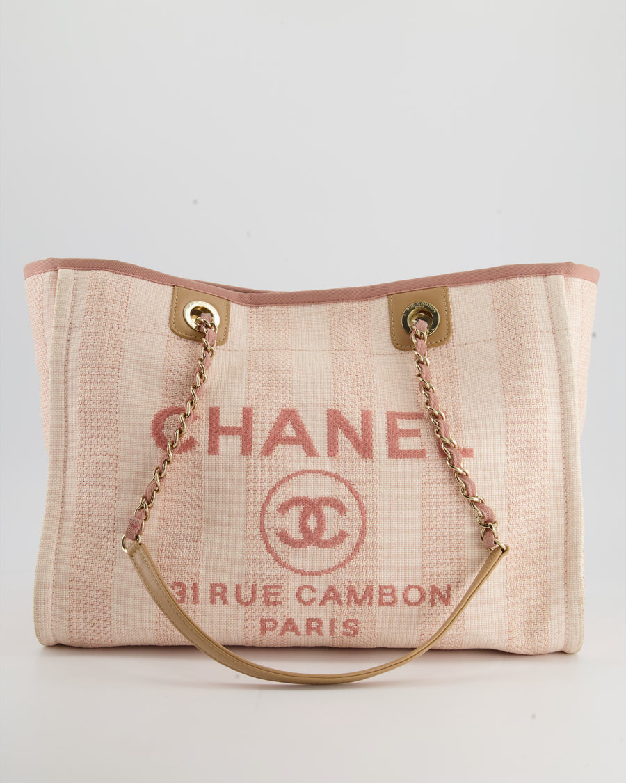 Chanel Pink Canvas Large Deauville Shopping Tote Bag