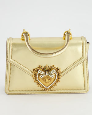 Dolce & Gabbana Gold Leather Small Devotion Top-Handle Bag with Gold Hardware RRP £1,700