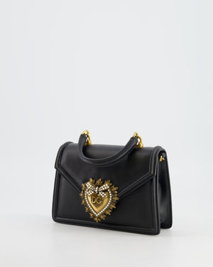 Dolce & Gabbana Black Leather Small Devotion Top-Handle Bag with Gold Hardware RRP £1,700