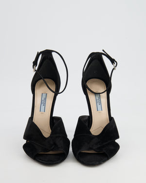 Prada Black Suede Ankle-Strap Sandal Heels Size EU 39