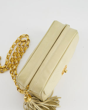 Chanel Vintage Beige Small Camera Flap Bag in Lambskin Leather with Gold Hardware