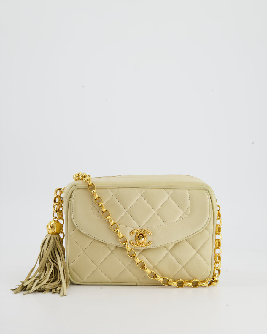 Chanel Vintage Beige Small Camera Flap Bag in Lambskin Leather with Go –  Sellier