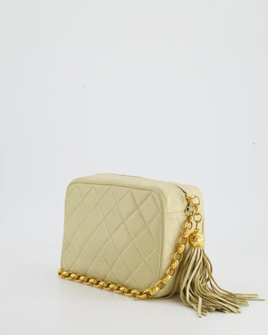 Chanel Vintage Beige Small Camera Flap Bag in Lambskin Leather with Gold Hardware