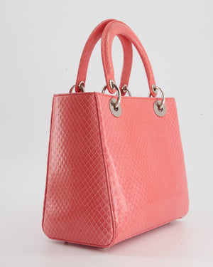 Christian Dior Medium Coral Python Lady Dior Bag with Silver Hardware