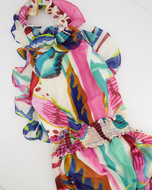 Patbo Multicolour Floral Ruffle Mini Dress Size US 0 (UK 4) RRP £760