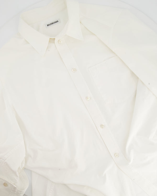 Balenciaga White Button Down Shirt with Cropped Sleeve Detailing FR 38 (UK 10)