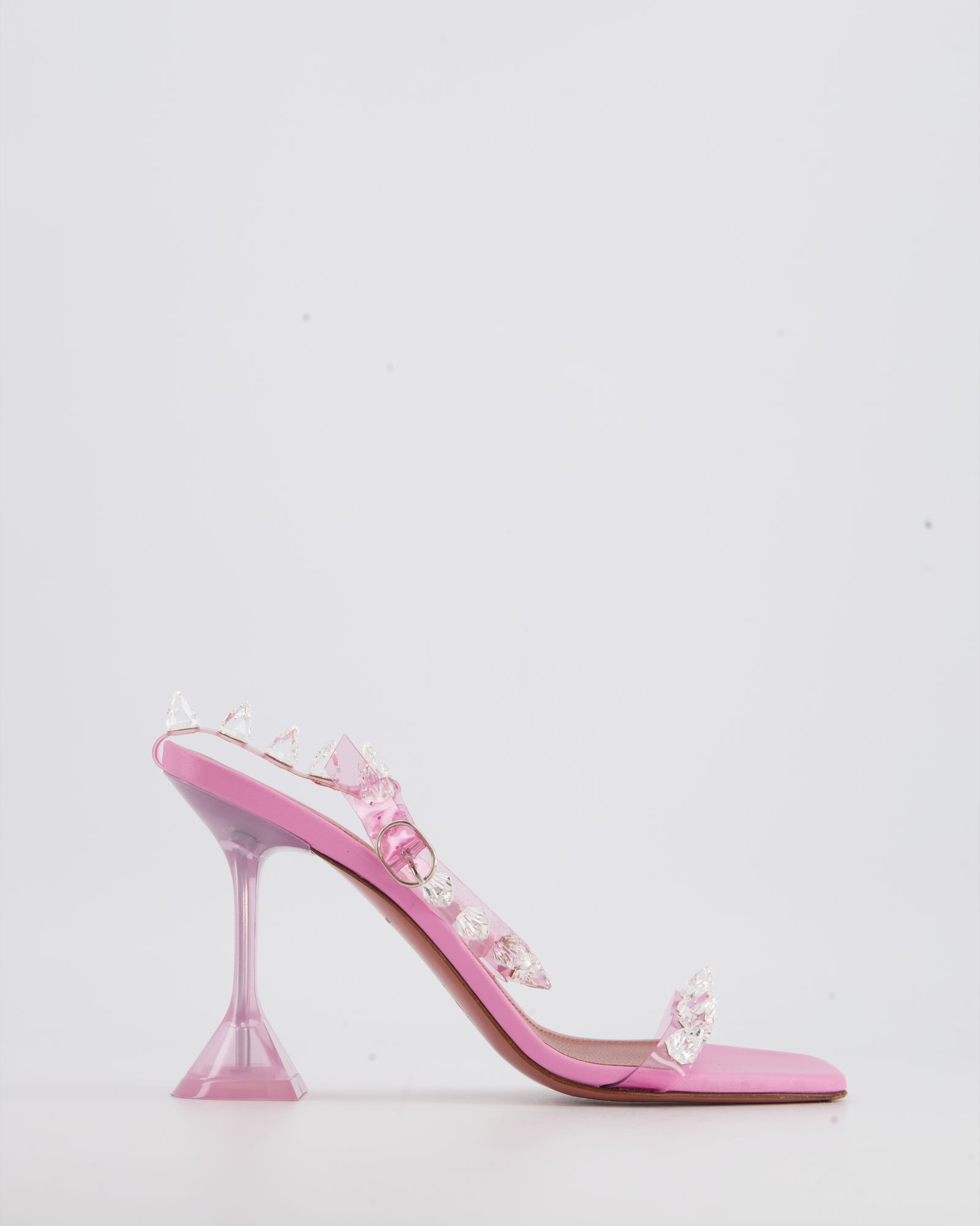 Amina Muaddi Pink Crystal Spike Strap Heels Size EU 38 Sellier