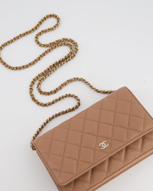 *HOLY GRAIL* Chanel Caramel Wallet on Chain in Caviar with Champagne Gold Hardware