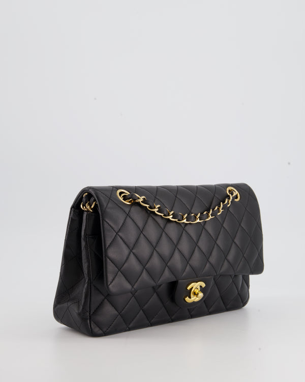 Chanel Classic Black Medium Lambskin Double Flap Bag with Gold Hardware