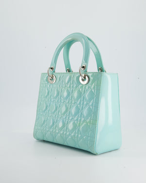 Christian Dior Tiffany Blue Medium Lady Dior Bag Patent with Silver Hardware RRP £5300