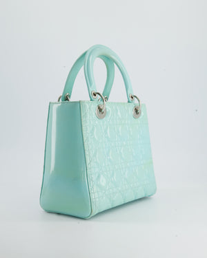 Christian Dior Tiffany Blue Medium Lady Dior Bag Patent with Silver Hardware RRP £5300