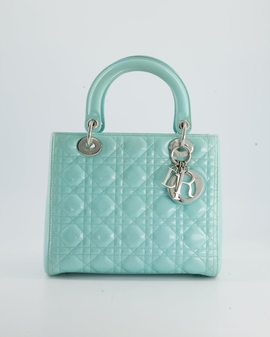 Christian Dior Tiffany Blue Medium Lady Dior Bag Patent with Silver Hardware RRP £5300