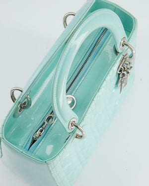 Christian Dior Tiffany Blue Medium Lady Dior Bag Patent with Silver Hardware RRP £5300