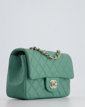 *FIRE PRICE* Chanel Green Mini Rectangular Bag in Lambskin Leather with  Champagne Gold Hardware