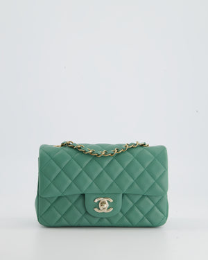 Chanel Green Mini Rectangular Bag in Lambskin Leather with  Champagne Gold Hardware