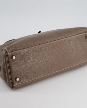 Hermès Kelly 32 Retourne Bag in Etoupe Clemence Leather with Palladium Hardware
