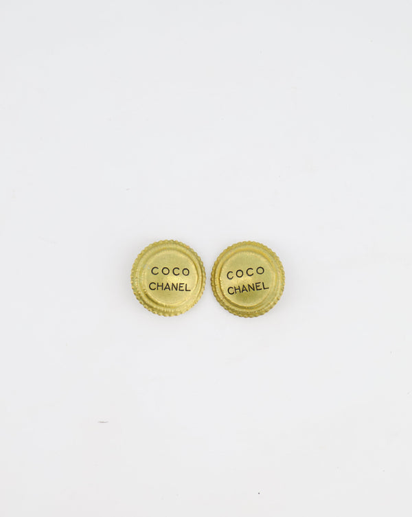 Chanel Vintage Ancient Gold Coco Chanel Round Clip-On Earrings