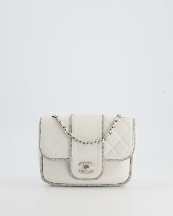 *FIRE PRICE* Chanel White Small Cross-Body Bag with Silver Rope Trim Detail and Silver Hardware