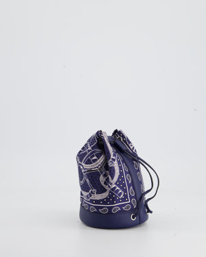 Hermès Soie-Cool Tiny Apron Doll Bag in Bleu Nuit Epsom Leather and Silk with Palladium Hardware