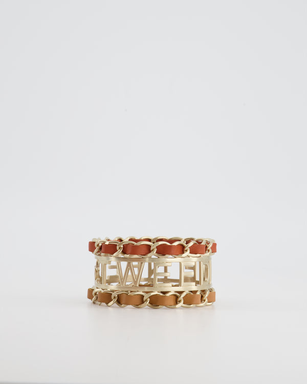 Chanel "We Need Tweed" Bangle in Champagne Gold Hardware with Leather Detail