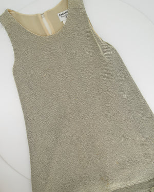 Chanel Grey Knit Cardigan & Dress Set with Silver CC Logo Button Detail on Sleeve FR 36 (UK 8)