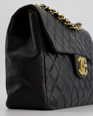 Chanel Navy Vintage Maxi Mademoiselle Single Flap Bag in Lambskin with 24K Gold Hardware
