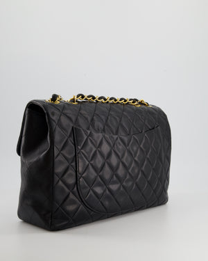 Chanel Navy Vintage Maxi Mademoiselle Single Flap Bag in Lambskin with 24K Gold Hardware