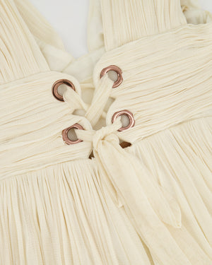 Maria Lucia Hohan Creamy Gold Leona Pleated Short Dress FR 38 (UK 10 - 12)