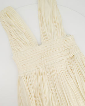 Maria Lucia Hohan Creamy Gold Leona Pleated Short Dress FR 38 (UK 10 - 12)