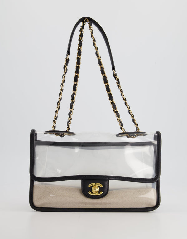 Chanel Coco Sand PVC Strap Medium Flap Bag with Champagne Gold Hardware