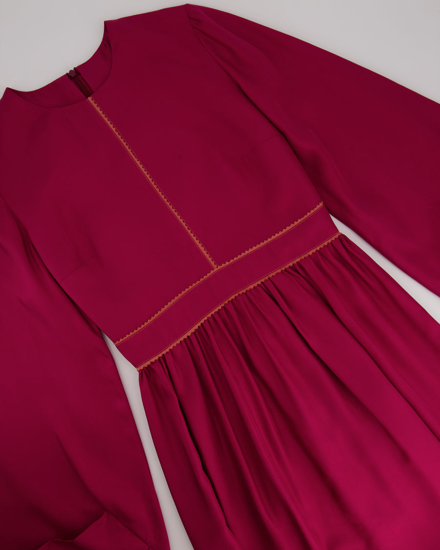 Roksanda Red Long Sleeve Tiered Maxi Dress with Panel Detail UK 6 (FR 34)