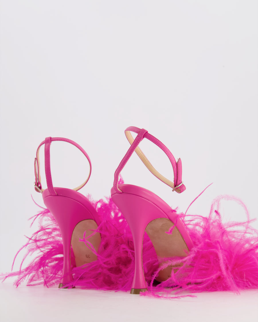 *FIRE PRICE* Magda Butrym Hot Pink Feather Heels Size EU 39 RRP £885