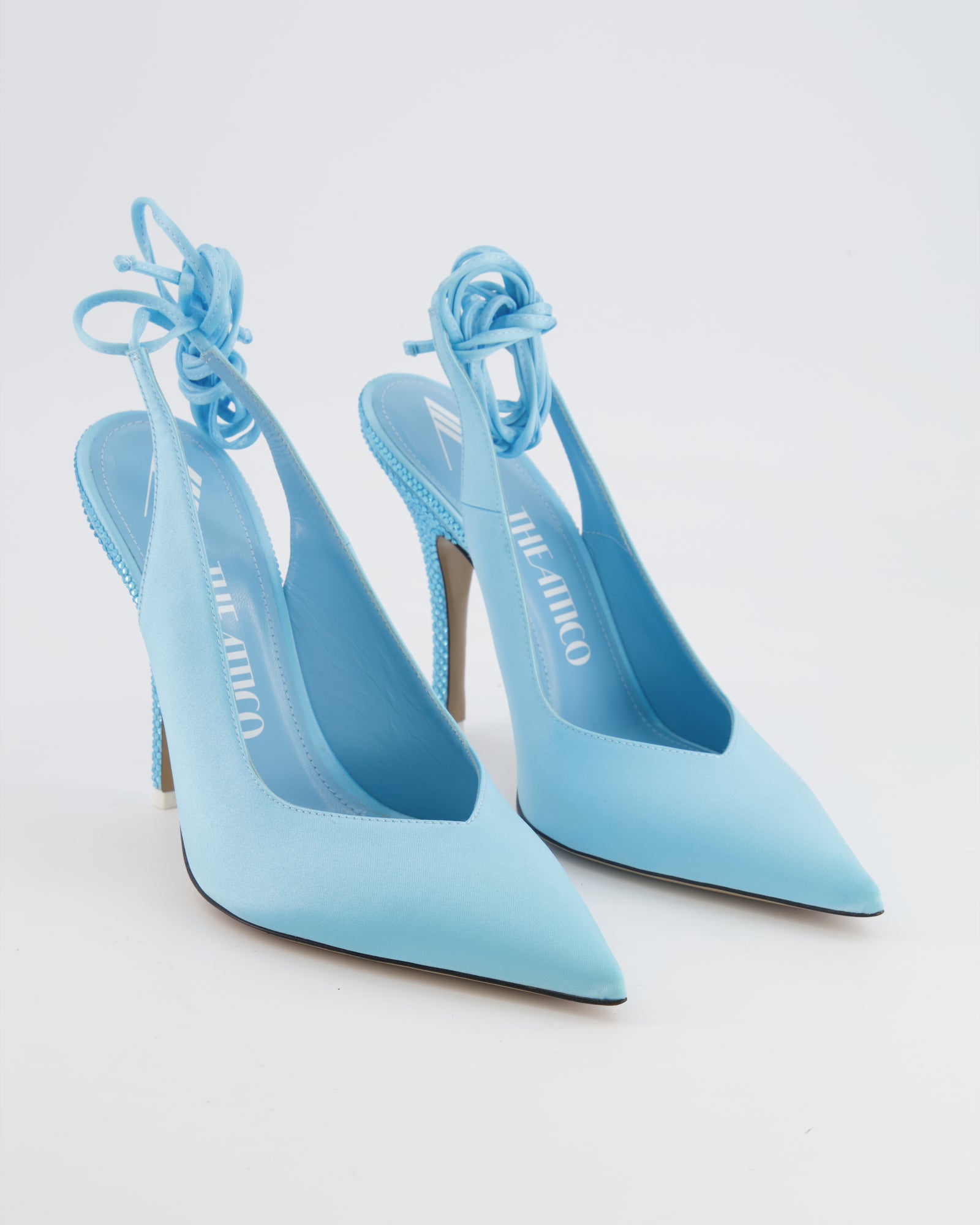 The Attico Light Blue Crystal Embellished Venus Pumps Size