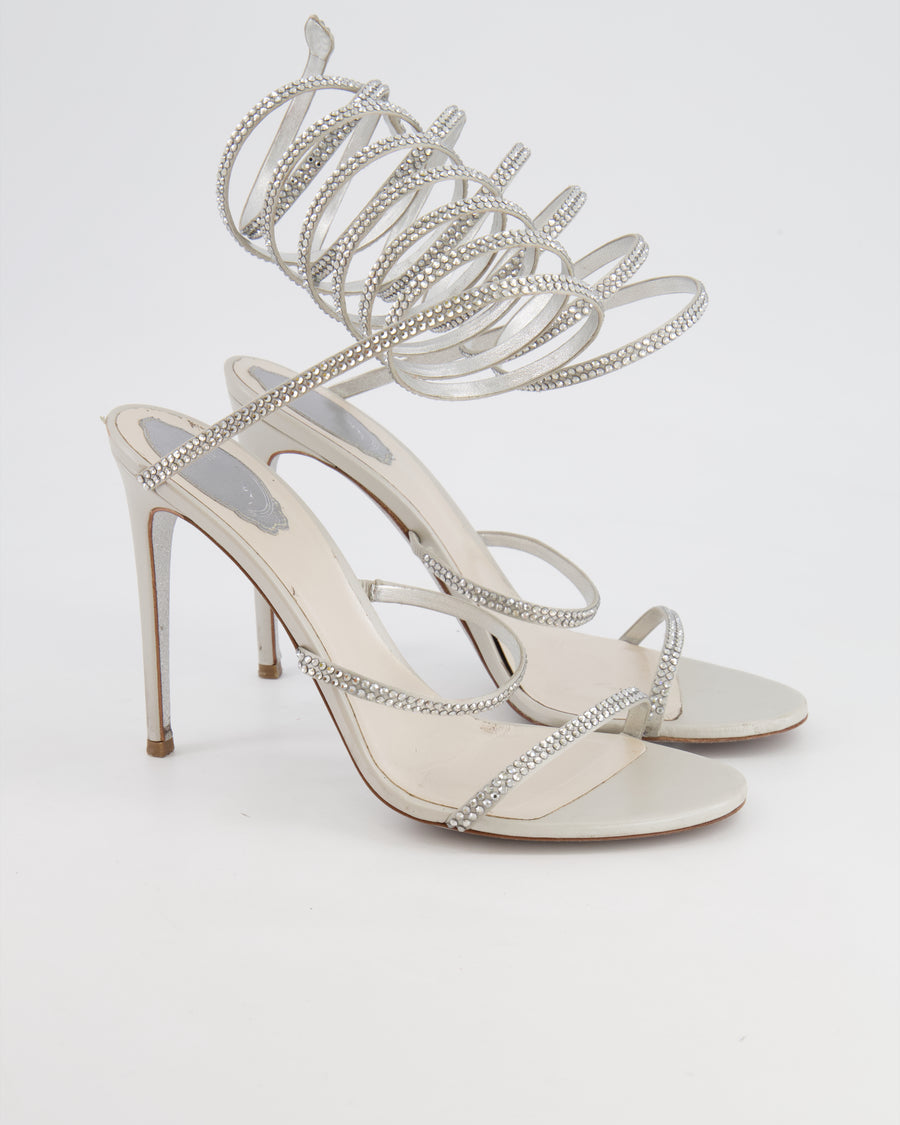 Rene Caovilla Silver Diamanté Cleo Heels Size EU 41 RRP £1,180