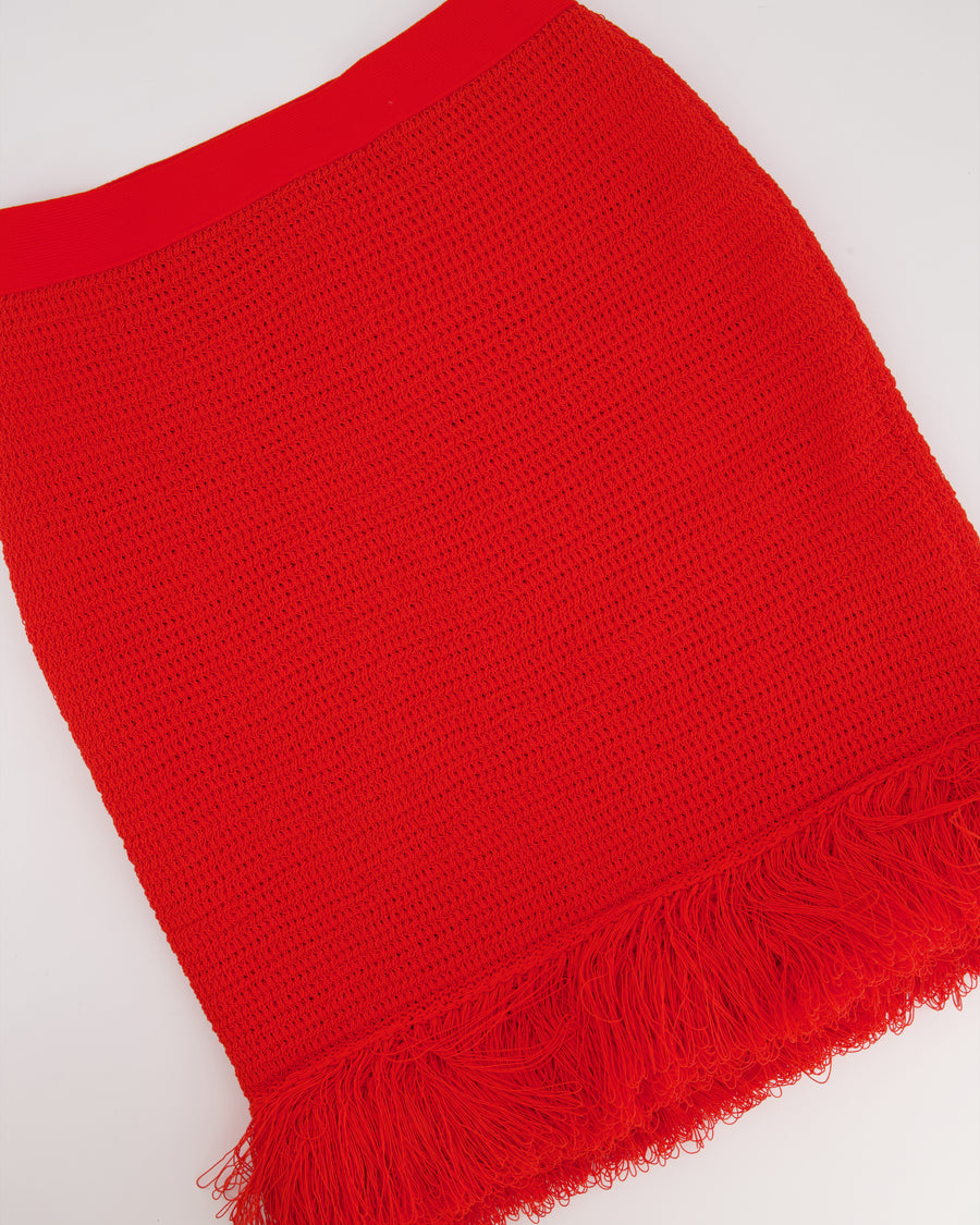 Bottega Veneta Coral Red Knitted Crochet Mini skirt Size XS (UK 6) RRP £905