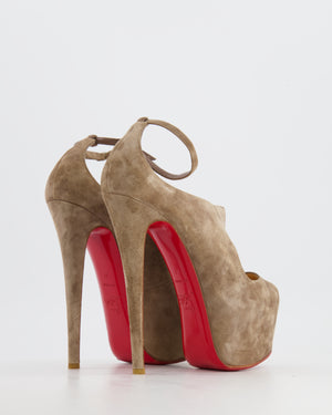 Christian Louboutin Taupe Suede Ankle Strap Platform Size EU 37 RRP £865