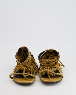 Saint Laurent Camel Suede Tassel Studded Sandals Size EU 36.5
