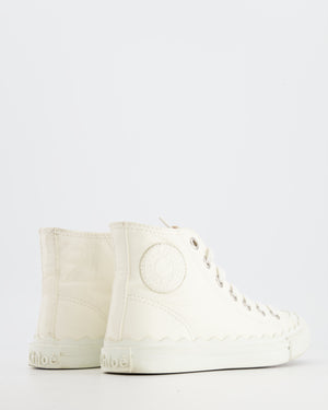 Chloé White Distressed Leather High Top Trainers Size EU 35