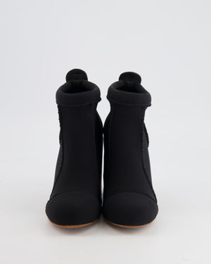 Chloé Black Neoprene Heeled Boots with Gold Hardware Size EU 35.5