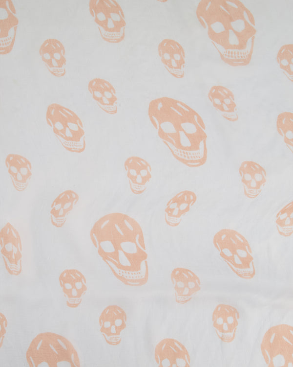 Alexander McQueen Grey and Pink Scull Print Silk Scarf Size 100 x 100 cm