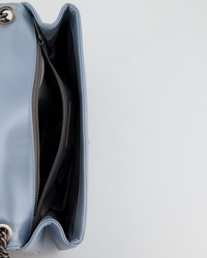 Chanel Metallic Baby Blue with Chain Detail Rock Boy Bag with Gunmetal Hardware Bag