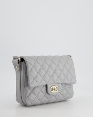 Chanel Wave Strap Bag In Dove Grey Lambskin with Champagne Gold Hardware