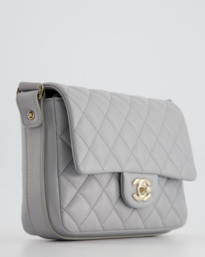 Chanel Wave Strap Bag In Dove Grey Lambskin with Champagne Gold Hardware